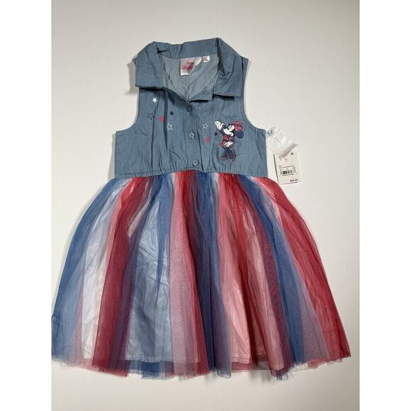 Disney Junior Minnie Summer tutu Dress Red White and Blue Sleeveless Sz 5T - Picture 6 of 9